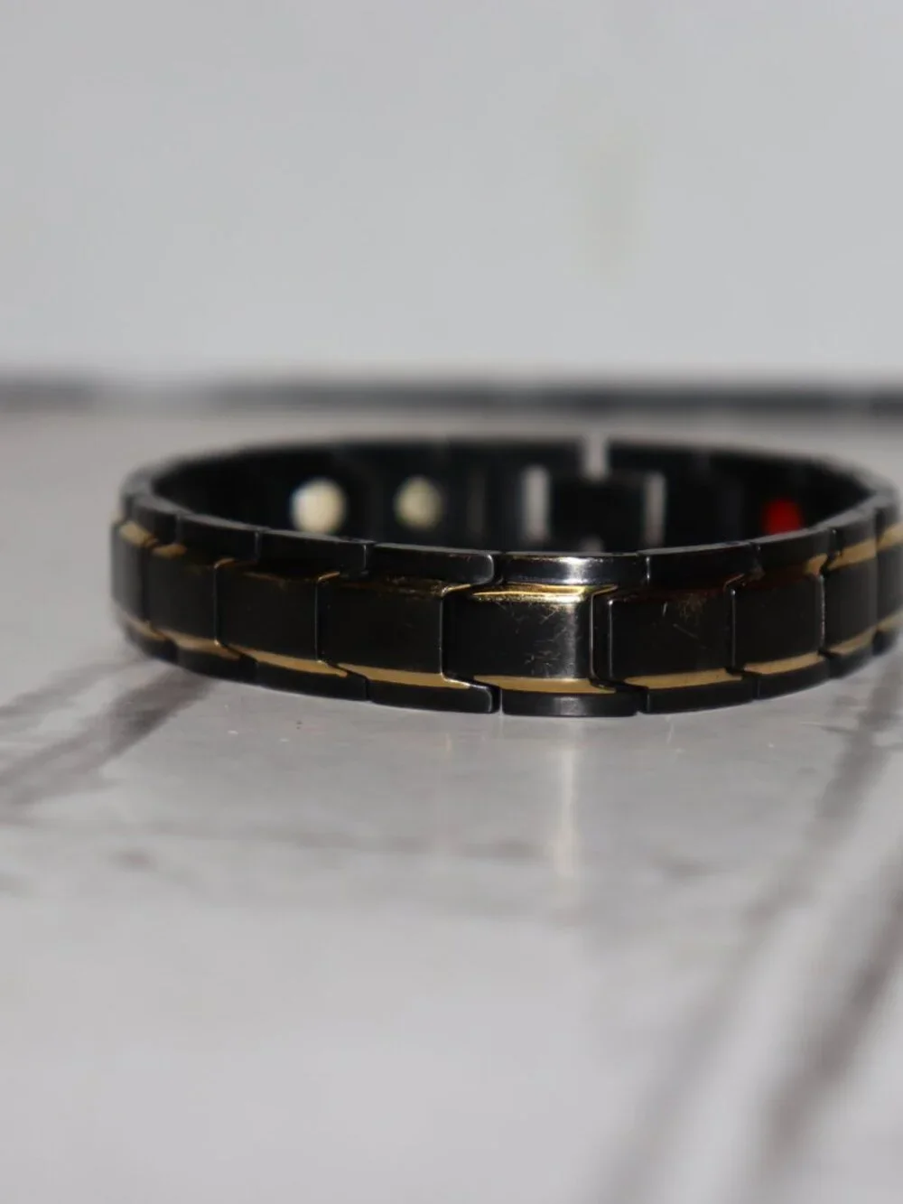 ✨ Men’s Black & Gold Stainless Steel Bracelet · 7.75
